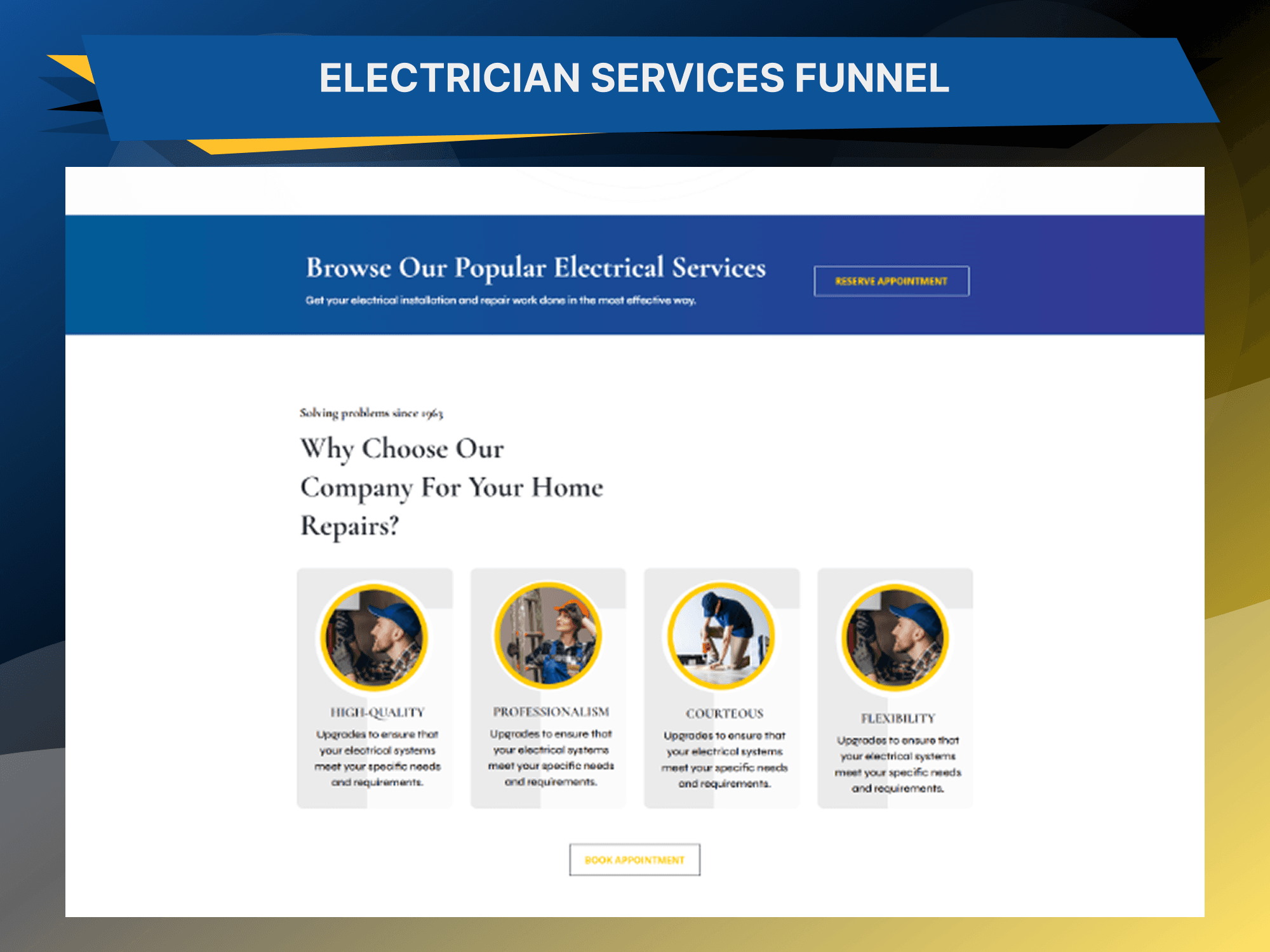 Electrician Services Funnel — additional screen 1