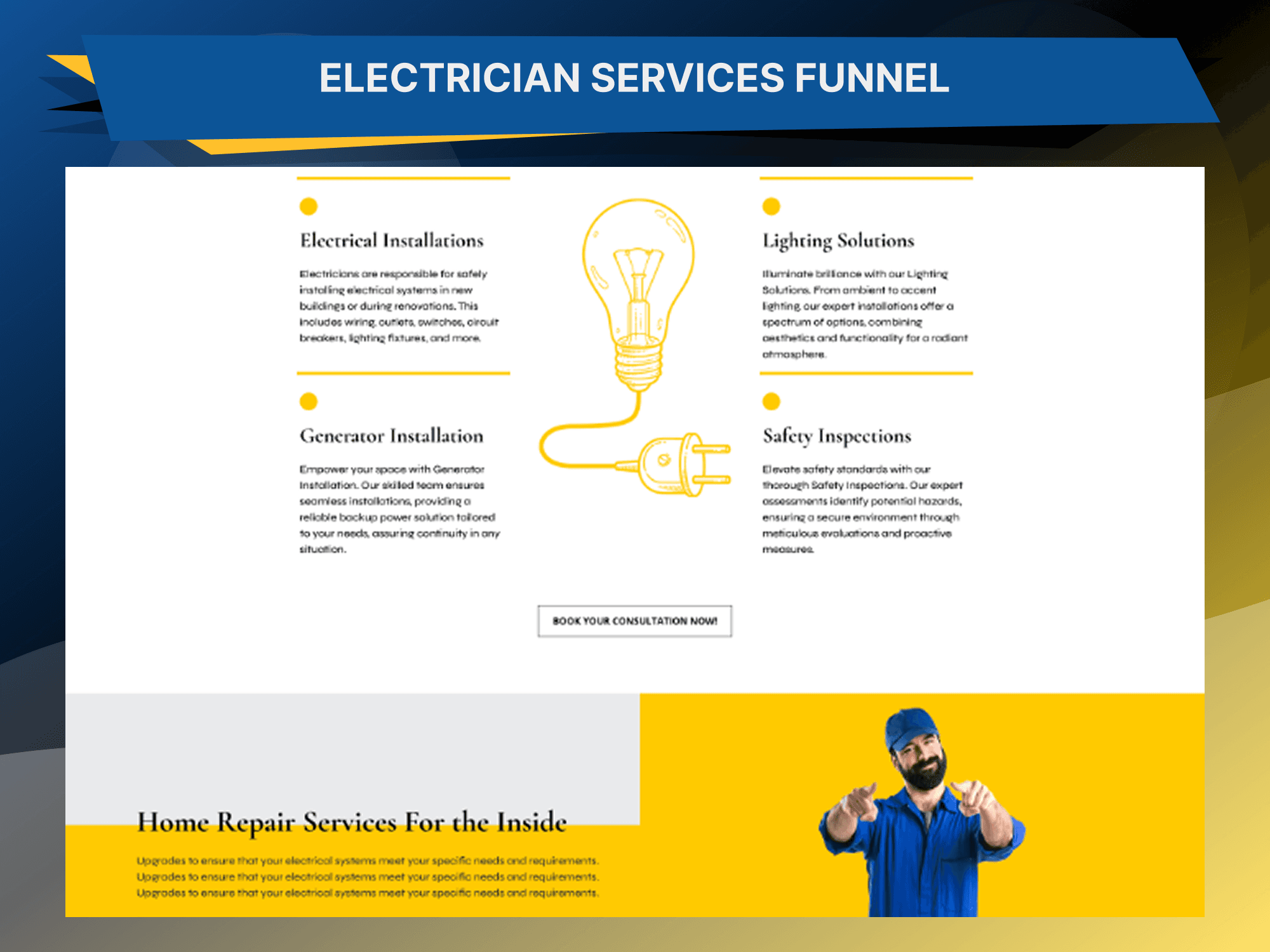 Electrician Services Funnel — additional screen 2