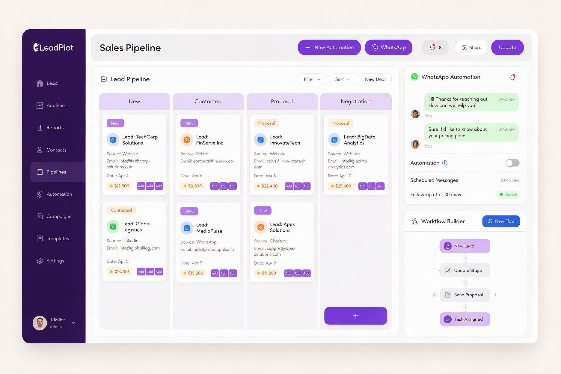 Wholesale Hub project by GitzTech — a GoHighLevel CRM, funnel and WhatsApp automation build for a wholesale B2B business.