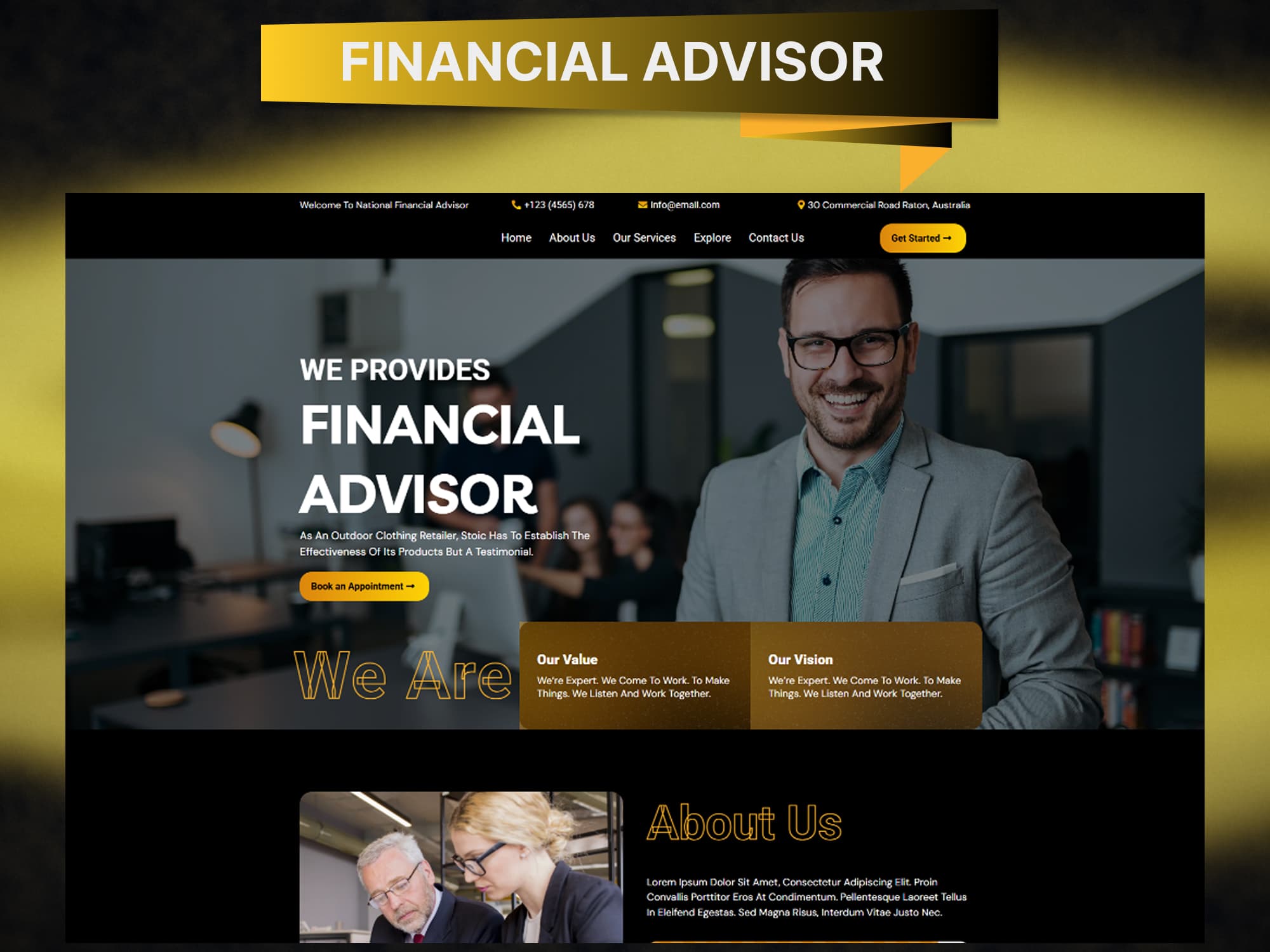 Financial Advisor Funnel — a trust-first GoHighLevel lead generation funnel by GitzTech for financial planners and wealth managers, spanning service overview, expertise and credibility content, testimonials, and an appointment booking flow.